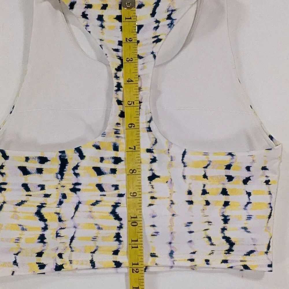 GapFit Blackout Tech Crop Top Sports Bra Racer Back Sz XS Multi color